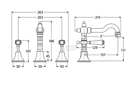 Fienza 339101BN Lillian Shepherds Crook Lever Basin Set Brushed Nickel Kitchen Mixer Taps