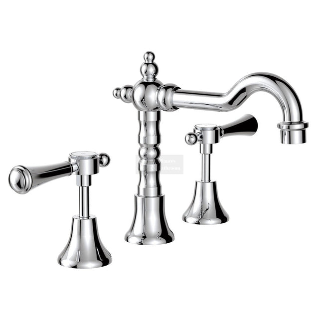 Fienza 339101CC Lillian Shepherds Crook Lever Basin Set Chrome Tapware 3 Piece