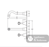 Fienza Lillian Lever Basin Bath Wall Set - Brushed Nickel 339102BN Tapware 3 Piece