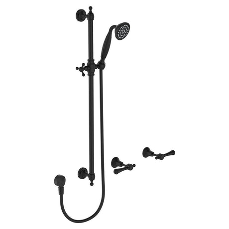 Fienza 339103BK Lillian Lever Rail Shower Set Matte Black Handles Matte Black - Showers