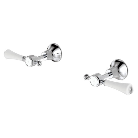 Fienza 339104 Lillian Wall Top Assemblies Chrome with Ceramic White Handles - Wall Top Assemblies