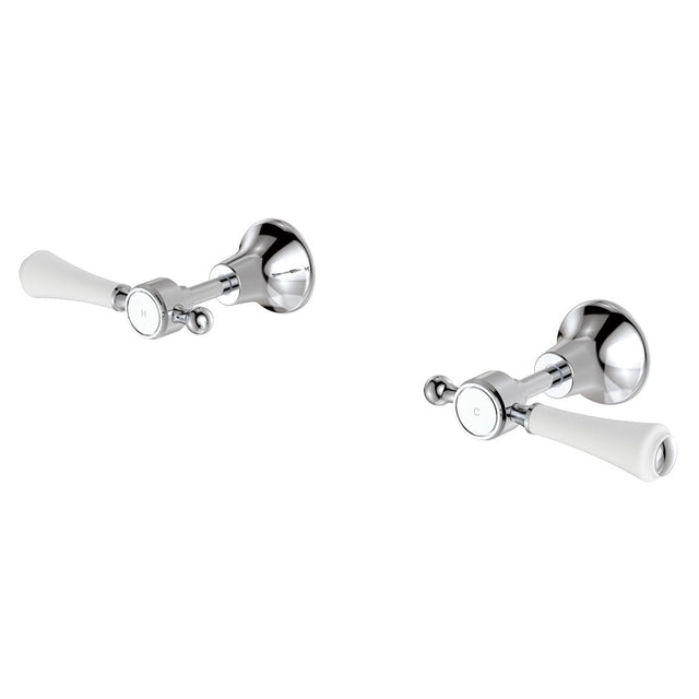 Fienza 339104 Lillian Wall Top Assemblies Chrome with Ceramic White Handles - Wall Top Assemblies
