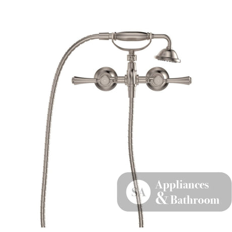 Fienza 339105NN Lillian Lever Exposed Bath Tap Set with Hand Shower Brushed Nickel - Bath Fillers