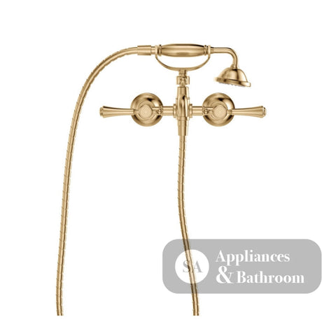 Fienza 339105UU Lillian Lever Exposed Bath Tap Set with Hand Shower Urban Brass - Bath Fillers