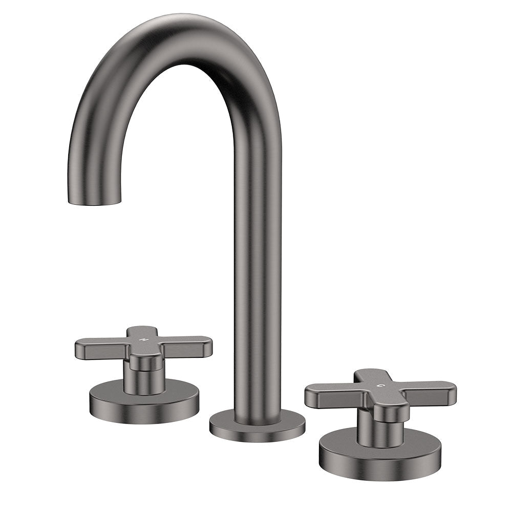 Fienza 343101GM-LF Kaya Round Hob Set Cross Taps Gun Metal