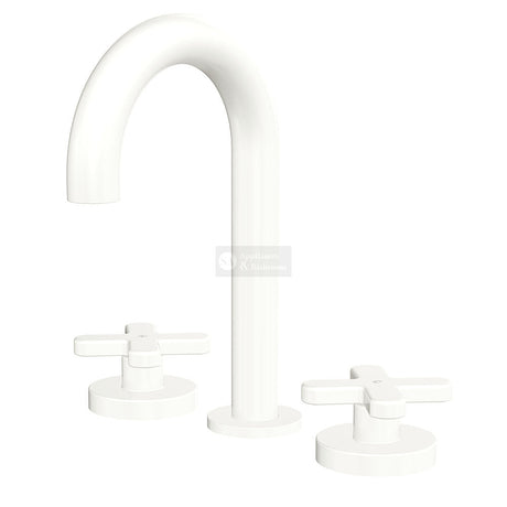 Fienza 343101MW-LF Kaya Round Hob Set Cross Taps Matte White