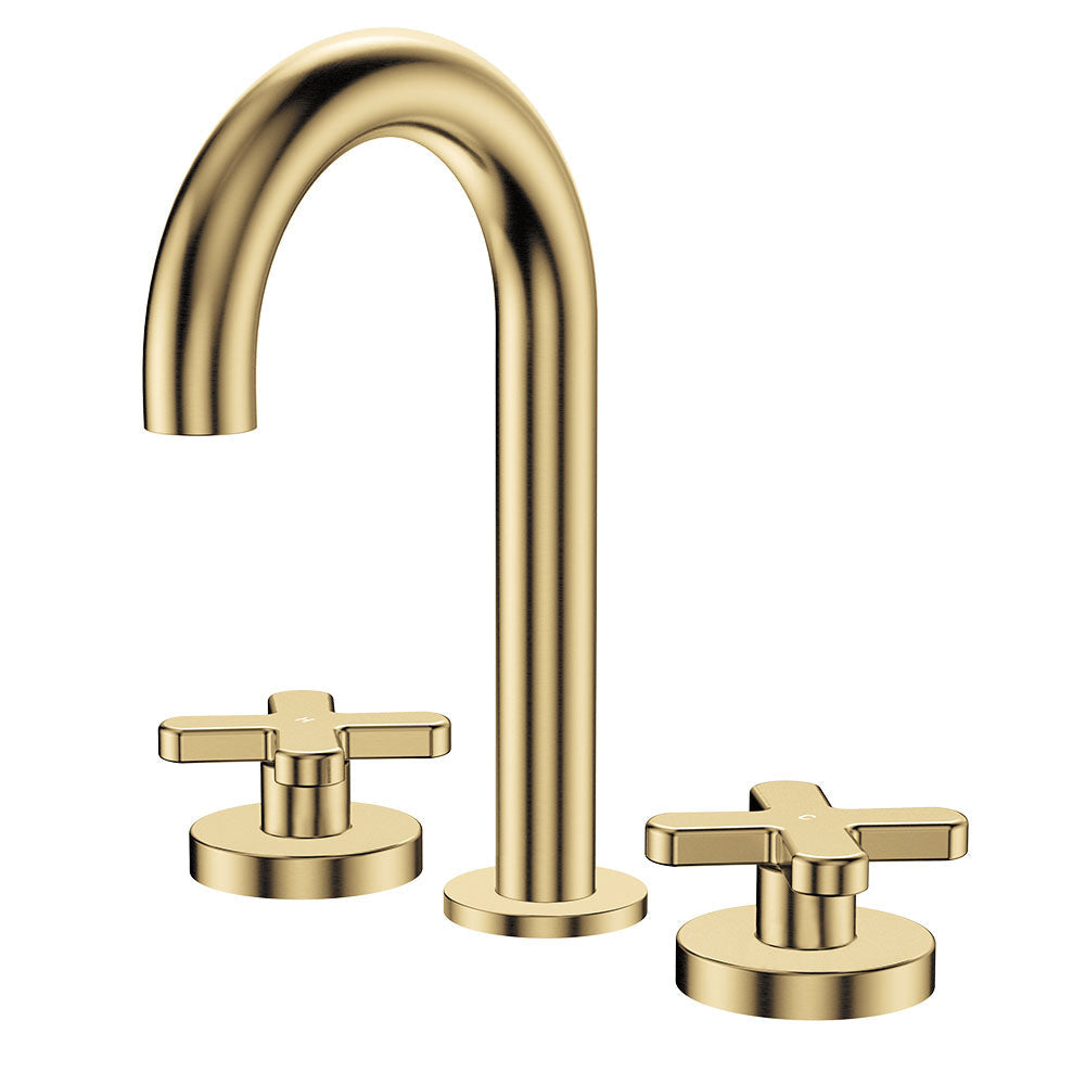Fienza 343101UB-LF Kaya Round Hob Set Cross Taps Urban Brass