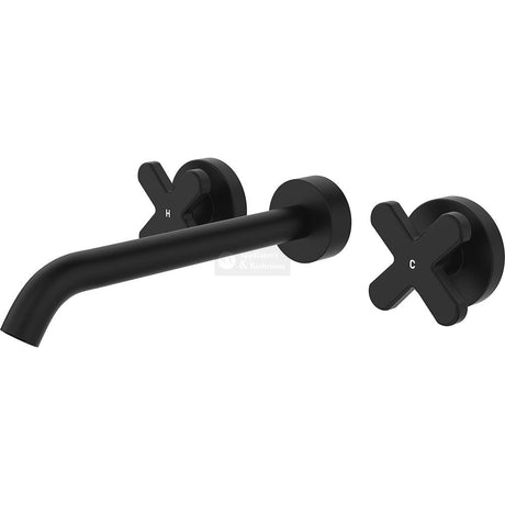 Fienza 343102B-220-LF Kaya Wall Set Cross Taps 220mm Matte Black