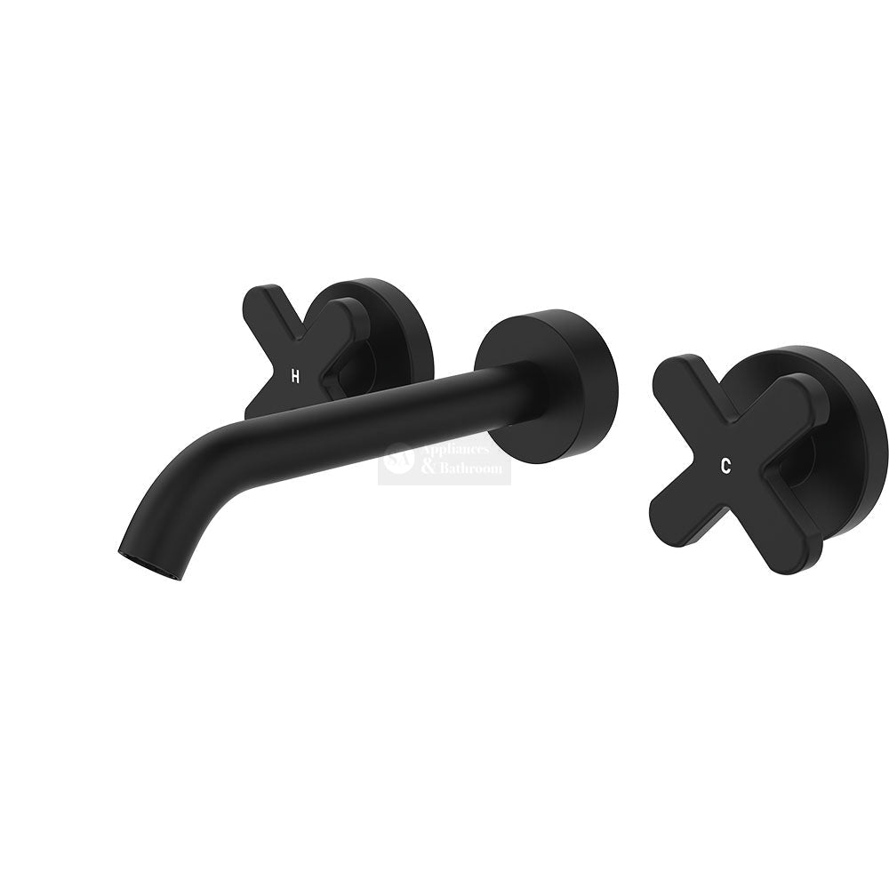 Fienza 343102B-LF Kaya Wall Set Cross Taps 180mm Matte Black