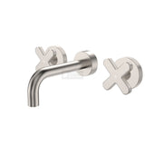 Fienza 343102BN-130-LF Kaya Wall Set Cross Taps 130mm Brushed Nickel