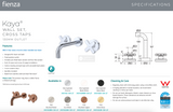 Fienza 343102BN-130-LF Kaya Wall Set Cross Taps 130mm Brushed Nickel