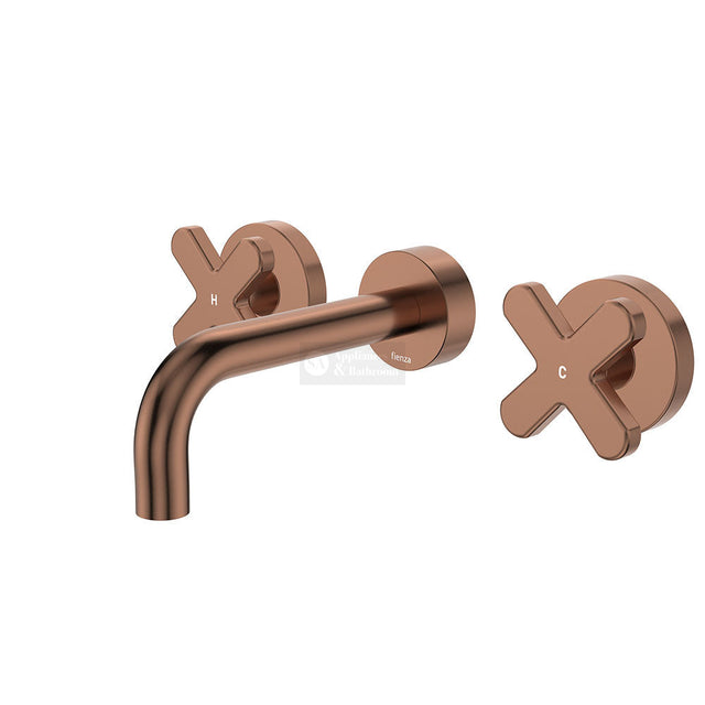 Fienza 343102CO-130-LF Kaya Wall Set Cross Taps 130mm Brushed Copper