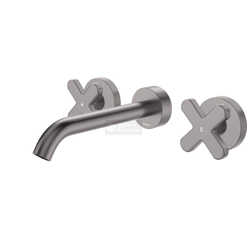 Fienza 343102GM-LF Kaya Wall Set Cross Taps 180mm Gun Metal