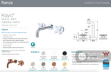 Fienza 343102MW-130-LF Kaya Wall Set Cross Taps 130mm Matte White