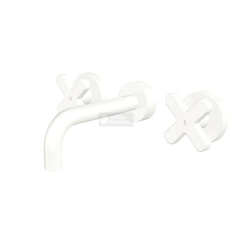 Fienza 343102MW-130-LF Kaya Wall Set Cross Taps 130mm Matte White