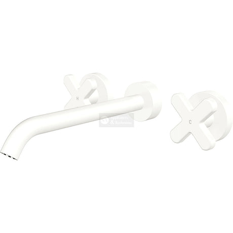 Fienza 343102MW-220-LF Kaya Wall Set Cross Taps 220mm Matte White