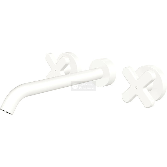 Fienza 343102MW-220-LF Kaya Wall Set Cross Taps 220mm Matte White