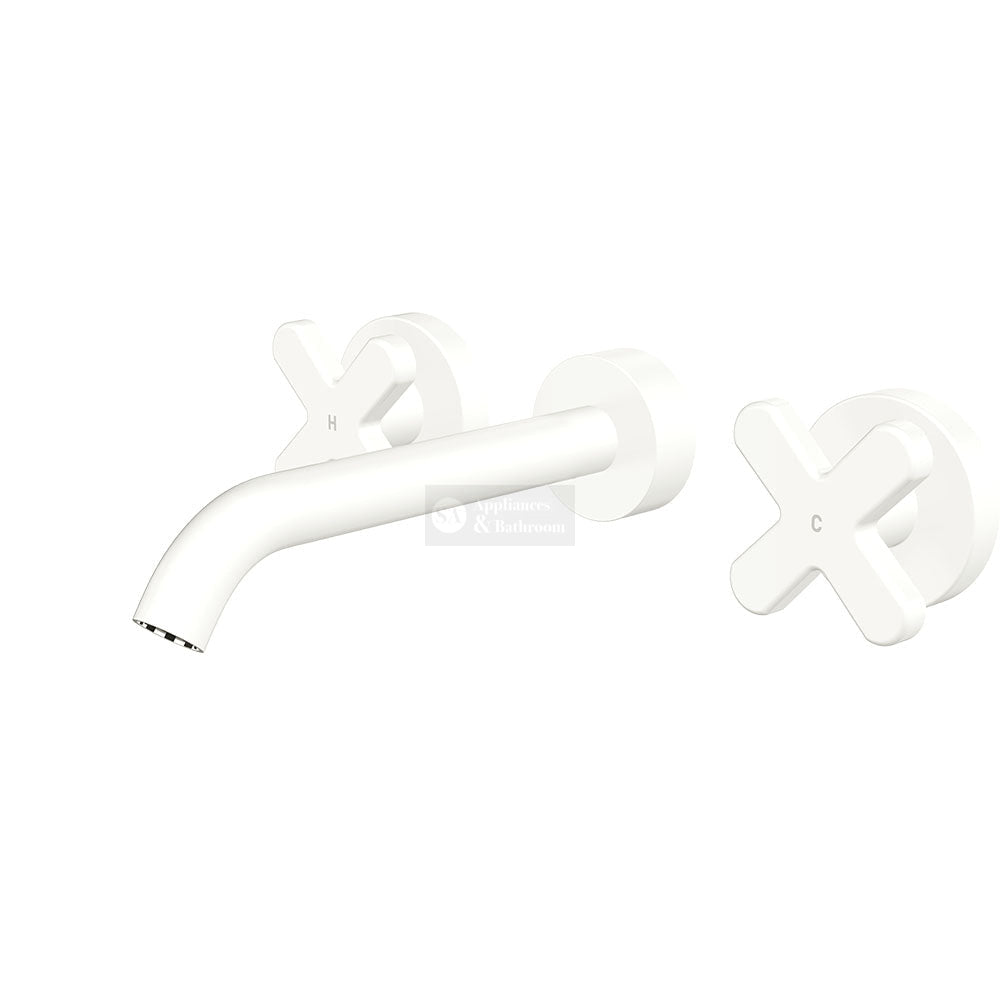 Fienza 343102MW-L Kaya Wall Set Cross Taps 180mm Matte White
