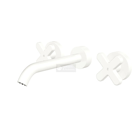 Fienza 343102MW-L Kaya Wall Set Cross Taps 180mm Matte White