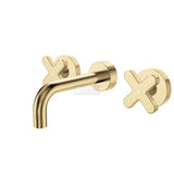 Fienza 343102UB-130-LF Kaya Wall Set Cross Taps 130mm Urban Brass