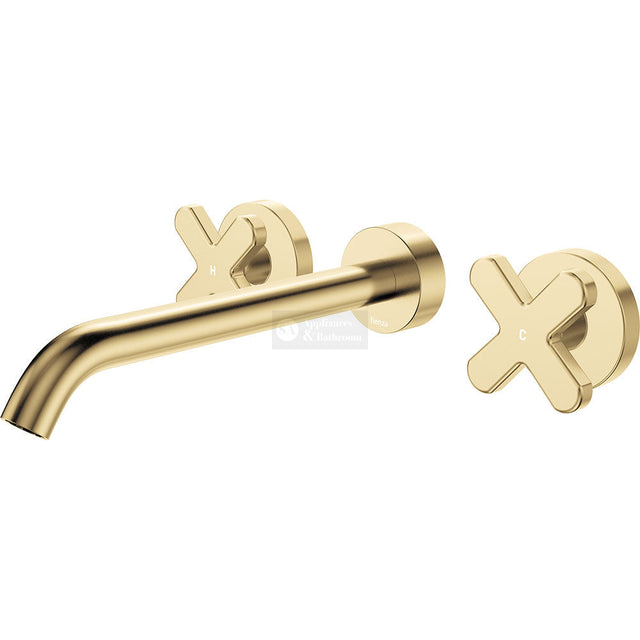 Fienza 343102UB-220-LF Kaya Wall Set Cross Taps 220mm Urban Brass