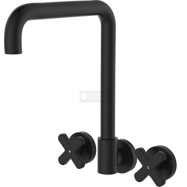 Fienza 343105B-LF Kaya Squareline Wall Set Cross Taps Matte Black