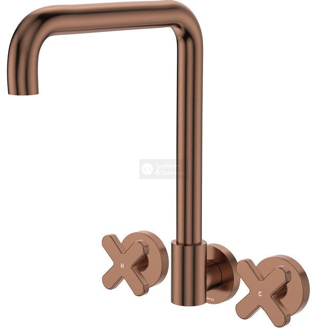 Fienza 343105CO-LF Kaya Squareline Wall Set Cross Taps Brushed Copper