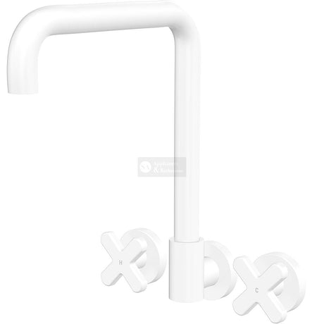 Fienza 343105MW-LF Kaya Squareline Wall Set Cross Taps Matte White