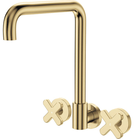 Fienza 343105UB-LF Kaya Squareline Wall Set Cross Taps Urban Brass