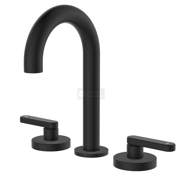 Fienza 344101B-LF Kaya Round Hob Set Lever Taps Matte Black