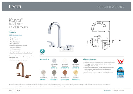 Fienza 344101BN-LF Kaya Round Hob Set Lever Taps Brushed Nickel
