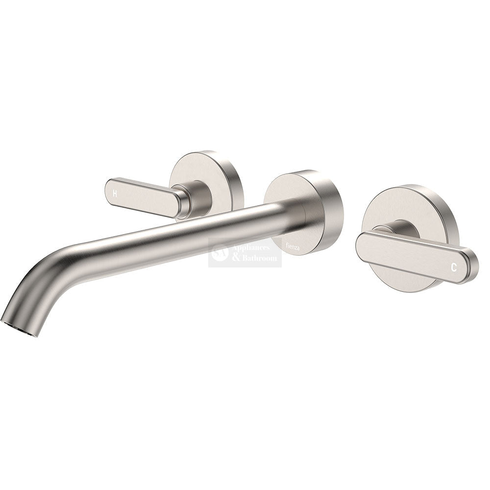 Fienza 344102BN-220-LF Kaya Wall Set Lever Taps 220mm Brushed Nickel