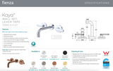 Fienza 344102CO-130-LF Kaya Wall Set Lever Taps 130mm Brushed Copper