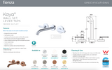 Fienza 344102GM-LF Kaya Wall Set Lever Taps 180mm Gun Metal