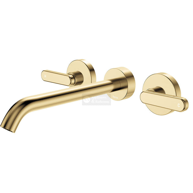 Fienza 344102UB-220-LF Kaya Wall Set Lever Taps 220mm Urban Brass