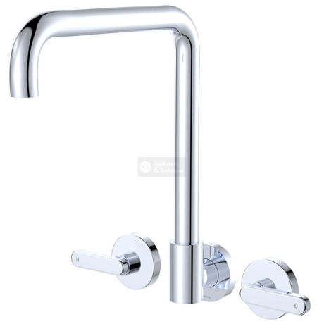 Fienza 344105-LF Kaya Squareline Wall Set Lever Taps Chrome