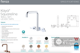 Fienza 344105B-LF Kaya Squareline Wall Set Lever Taps Matte Black