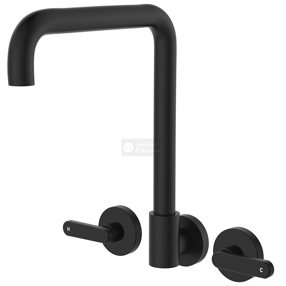 Fienza 344105B-LF Kaya Squareline Wall Set Lever Taps Matte Black