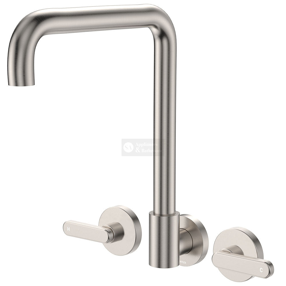 Fienza 344105BN-LF Kaya Squareline Wall Set Lever Taps Brushed Nickel