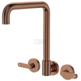 Fienza 344105CO-LF Kaya Squareline Wall Set Lever Taps Brushed Copper
