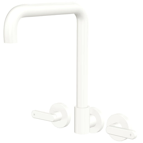 Fienza 344105MW-LF Kaya Squareline Wall Set Lever Taps Matte White