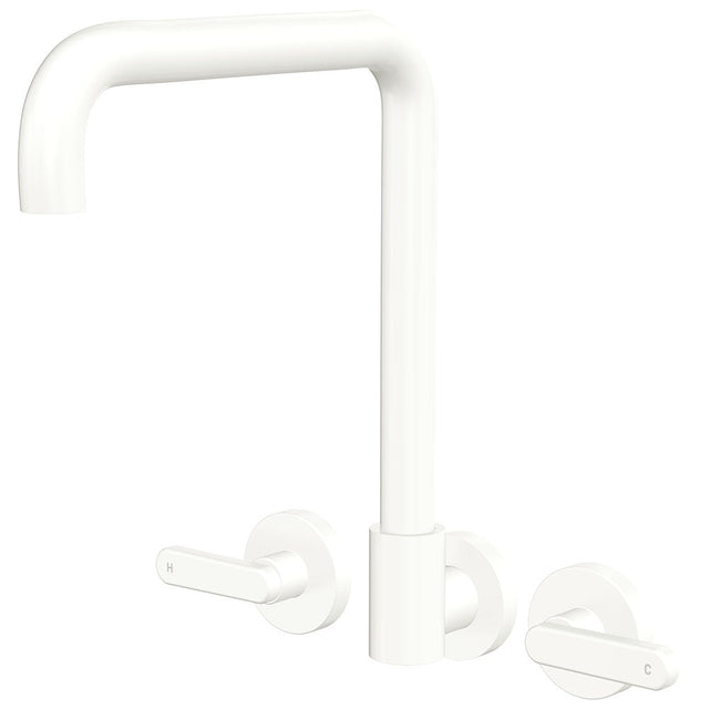 Fienza 344105MW-LF Kaya Squareline Wall Set Lever Taps Matte White