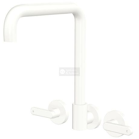 Fienza 344105MW-LF Kaya Squareline Wall Set Lever Taps Matte White