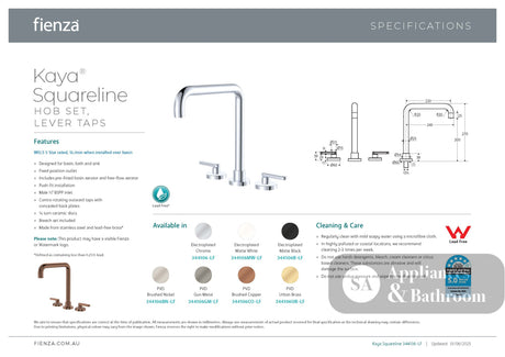 Fienza 344106UB-LF Kaya Squareline Hob Set Lever Taps Urban Brass