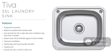 Fienza 35L Classic Laundry Sink 68201 - Special Order Insert Sinks