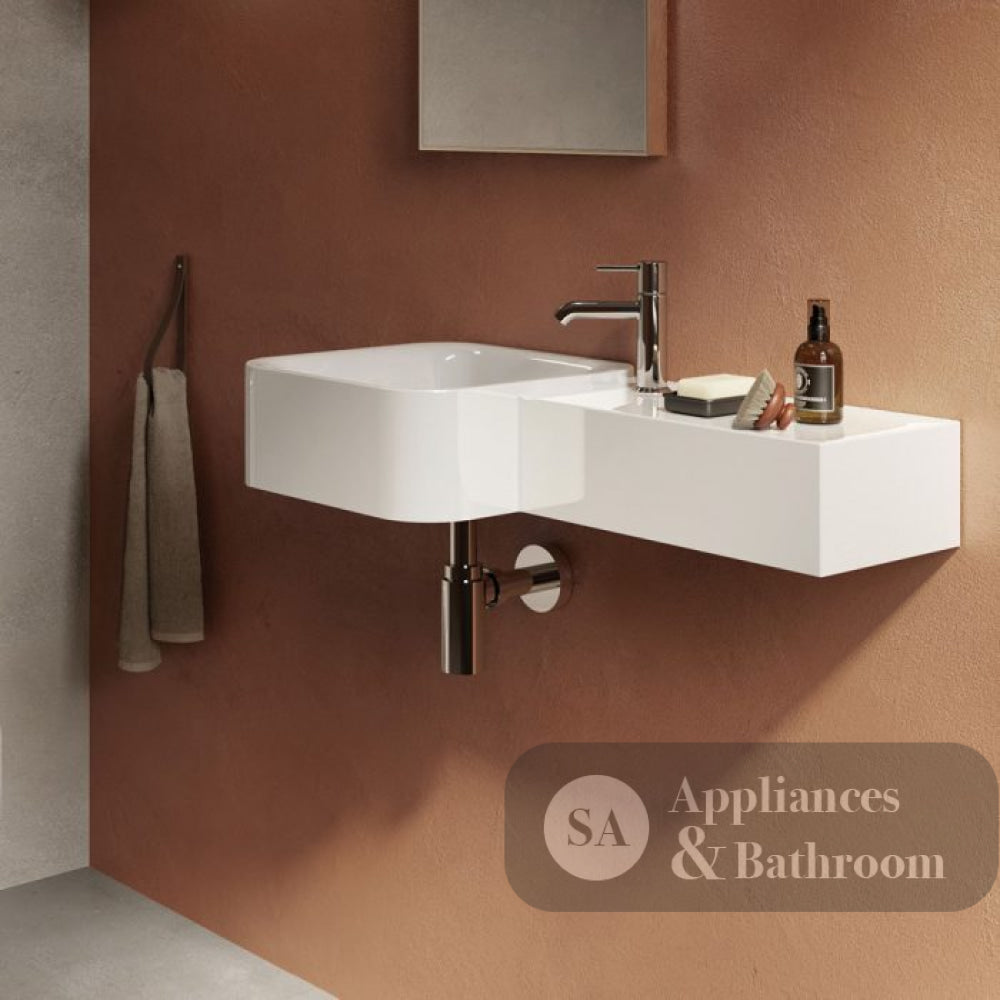 Fienza 37700AWH RAK Petit Square Wall Basin Left Edge No Tap Hole Alpine White - Basins