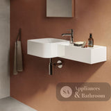 Fienza 37700AWH RAK Petit Square Wall Basin Left Edge No Tap Hole Alpine White - Basins