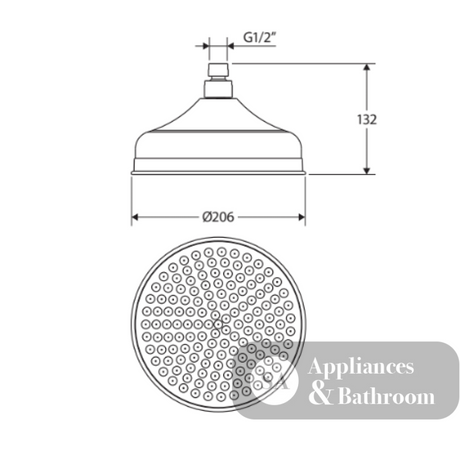 Fienza 411138 Lillian Shower Head Chrome - Shower Head Only