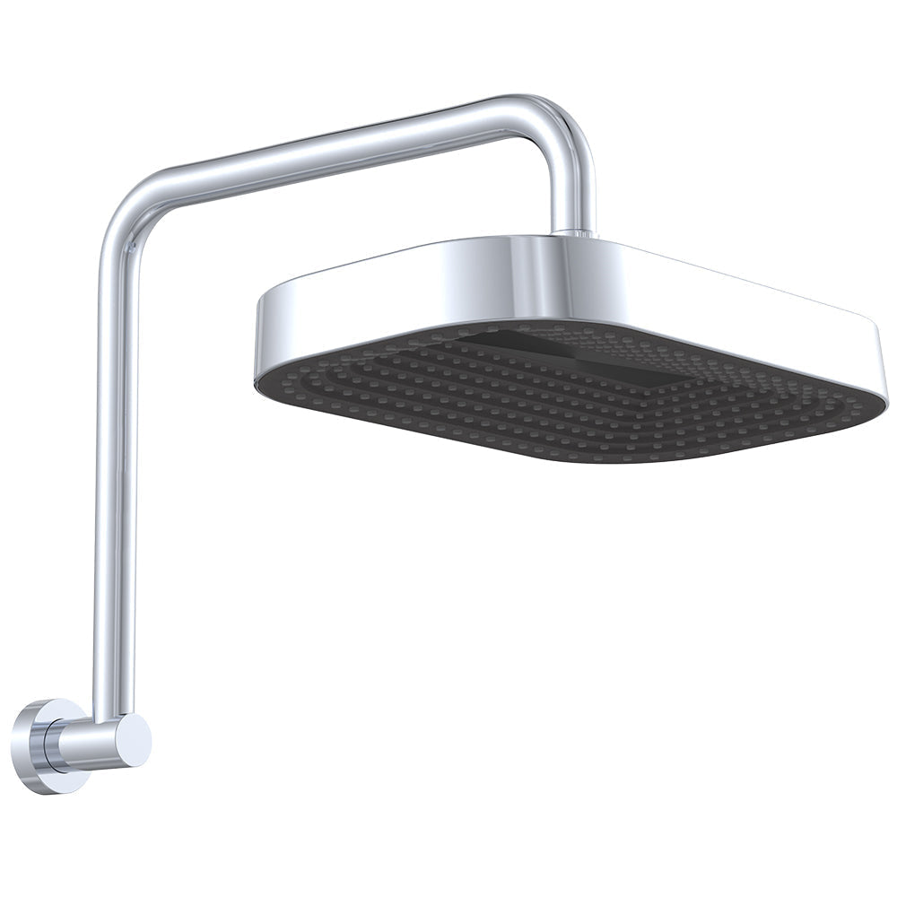 Fienza 411139-A Kuro Gooseneck Shower Arm Set Soft Square Head Chrome
