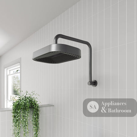 Fienza 411139GM-A Kuro Gooseneck Shower Arm Set Soft Square Head Gun Metal